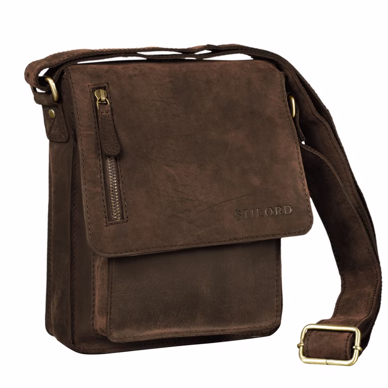 "Finn" Pequeña Bandolera De Cuero Hombre Vintage 8 4 Pulgada