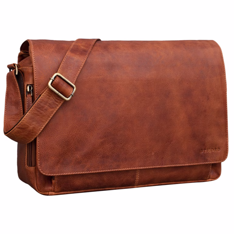 "Tom" Bolso Vintage De Cuero 15" Para Estudio, Oficina Y Universidad