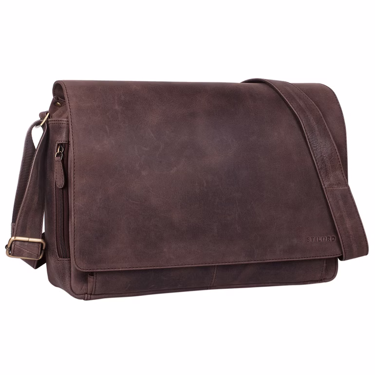 "Tom" Bolso Vintage De Cuero 15" Para Estudio, Oficina Y Universidad