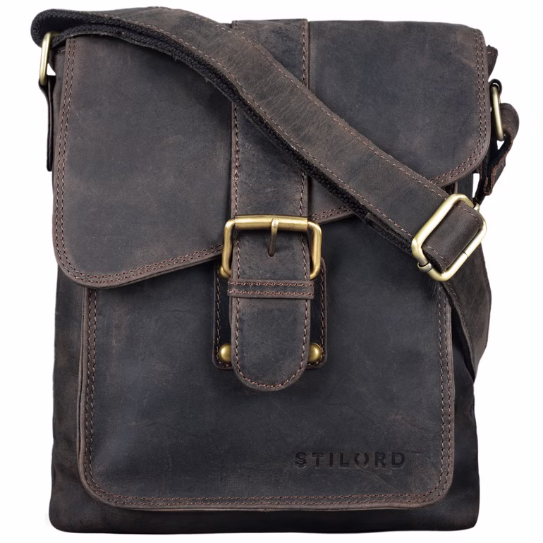 "Mattia" Pequeña Bandolera De Cuero Hombre Vintage 10 1 Pulgada