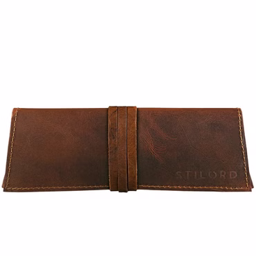 “David” Estuche De Cuero De Búfalo Real Porta Plumas Y Estuche