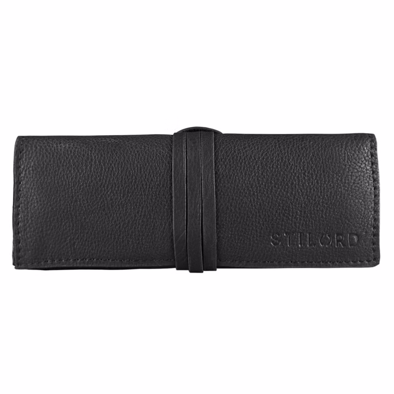“David” Estuche De Cuero De Búfalo Real Porta Plumas Y Estuche