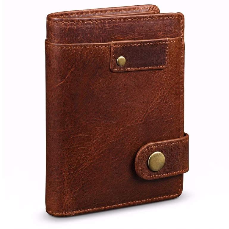 "Milo" Billetera Cuero Vintage Hombre Vertical Con Broche