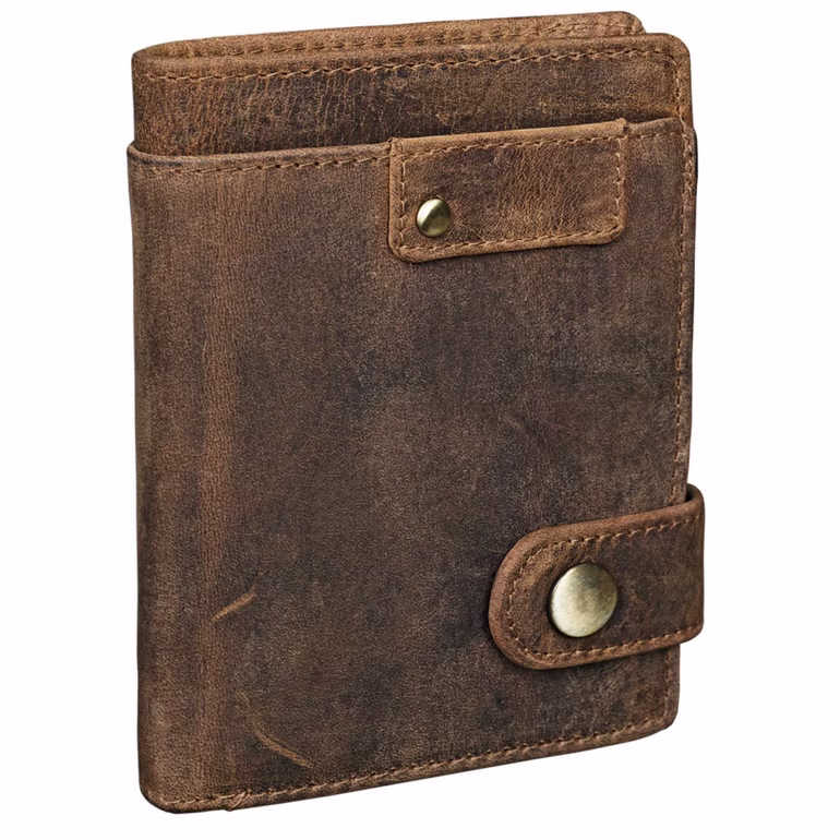 "Milo" Billetera Cuero Vintage Hombre Vertical Con Broche "Milo" Billetera Cuero Vintage Hombre Vertical Con Broche