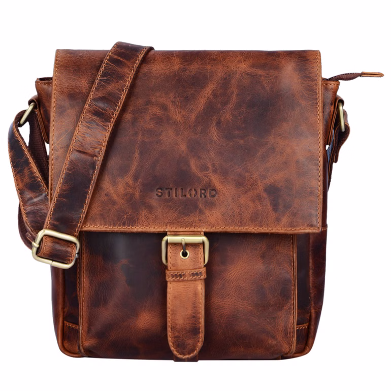 "Nevio" Bolso De Cuero Hombre Pequeño Bandolera Elegante Vintage