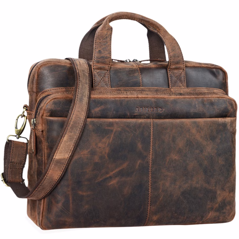 "Verus" Bolso Vintage De Cuero Grande Portátil Hombro Tipo Maletín