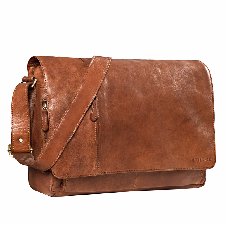 "Elias" Bolso Hombre Cuero Auténtico 15,6" Maletín De Negocios