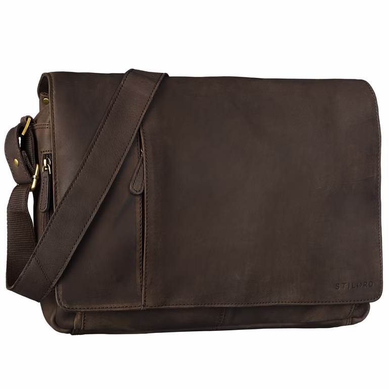 "Elias" Bolso Hombre Cuero Auténtico 15,6" Maletín De Negocios