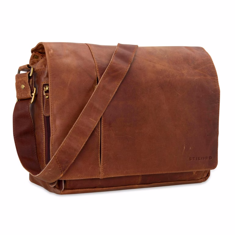 "Elias" Bolso Hombre Cuero Auténtico 15,6" Maletín De Negocios