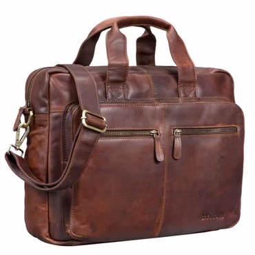 "Leandro" Bolsa Cuero Para Hombre Laptoptaske 15,6" Marrón Messenger