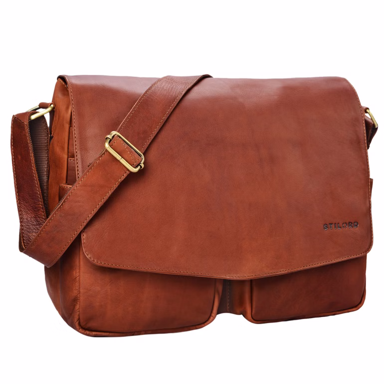 "Leonardo" Bolso Bandolera Cuero Hombre Vintage Grande Business