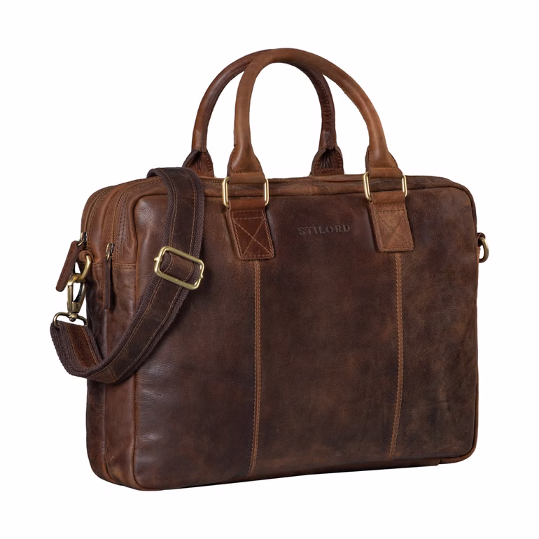"Zacharias" Maletín Vintage De Cuero Business XL 15,6"