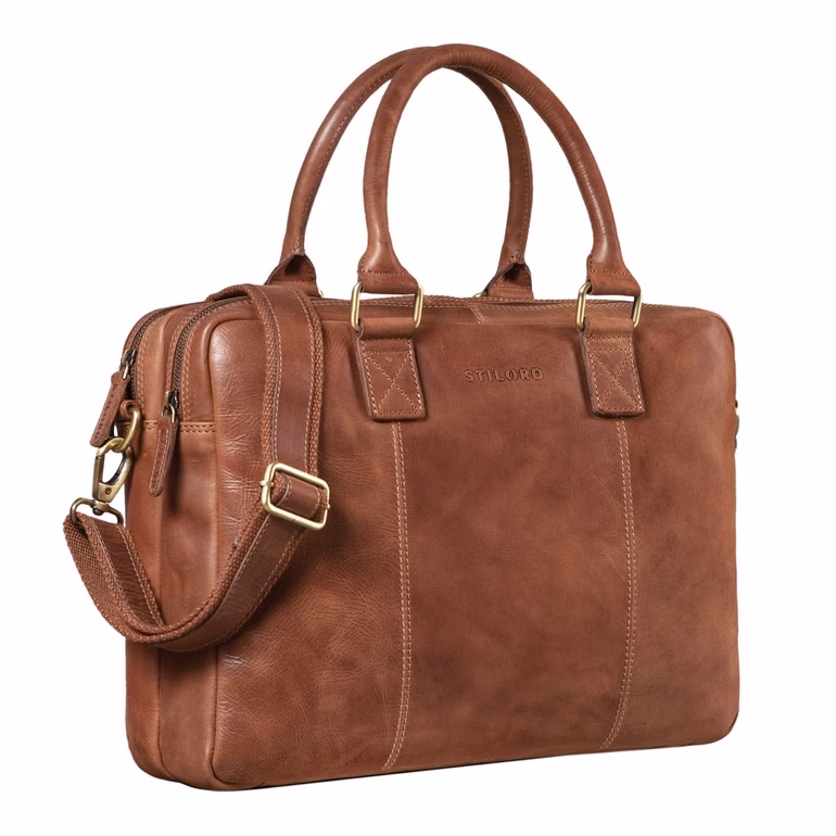 "Zacharias" Maletín Vintage De Cuero Business XL 15,6"