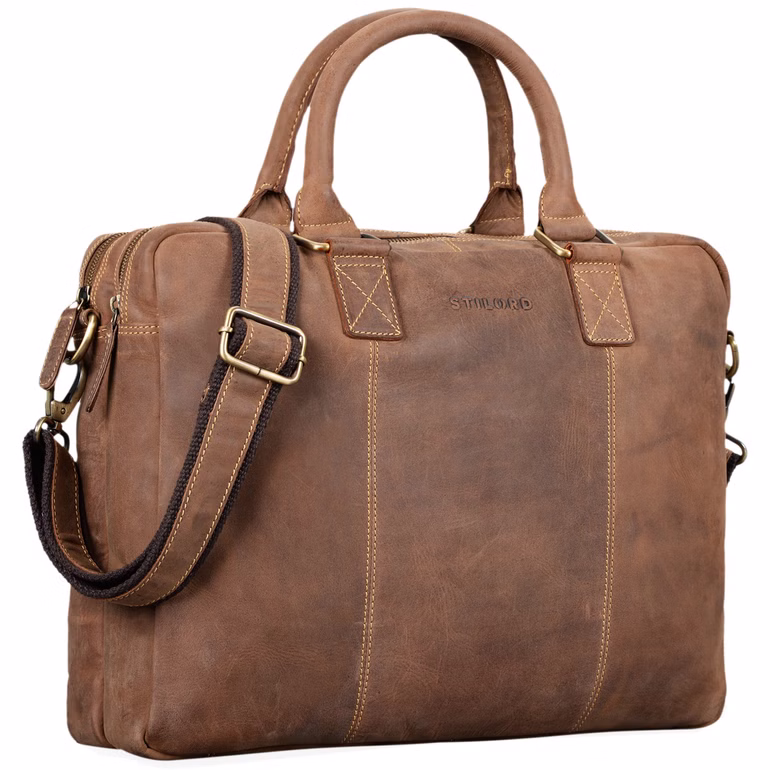 "Zacharias" Maletín Vintage De Cuero Business XL 15,6"