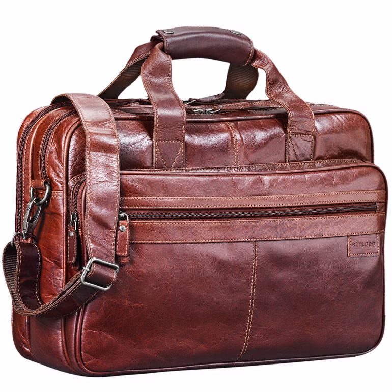 "Atlantis" Maletín De Cuero Grande Vintage Para Maestro Bolsa Trabajo