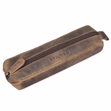 "Quinn" Estuche Redondo Cuero Vintage Porta Bolígrafo De Piel